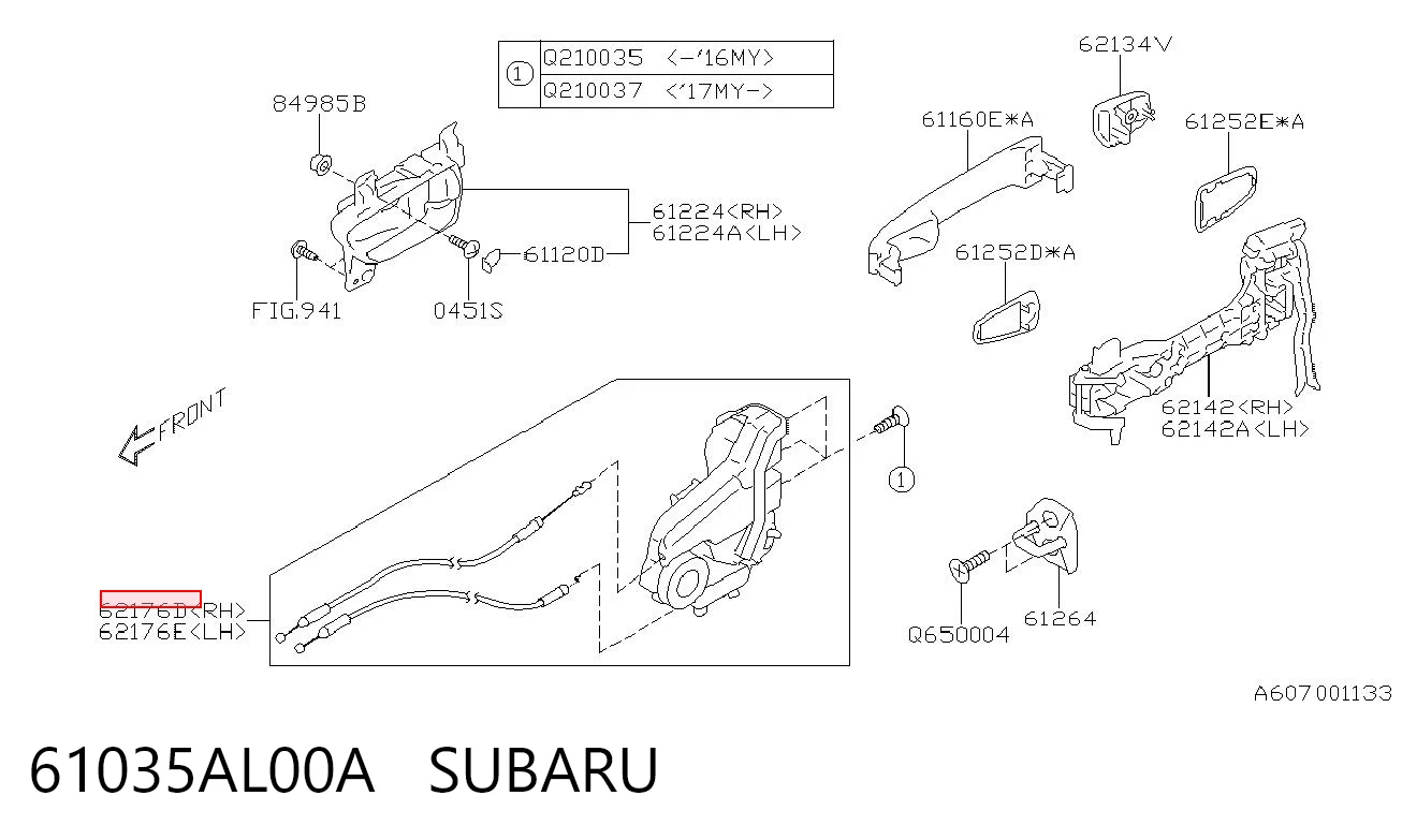 61035AL00A Subaru Замок задніх дверей, правих