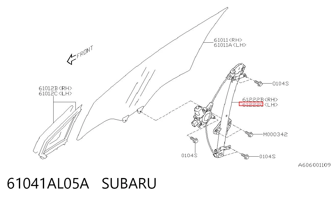 61041AL05A Subaru Підйомник механічний вітрового скла