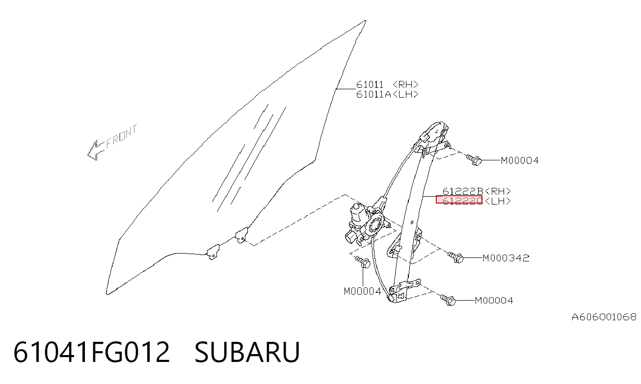 61041FG012 Subaru Підйомник механічний вітрового скла