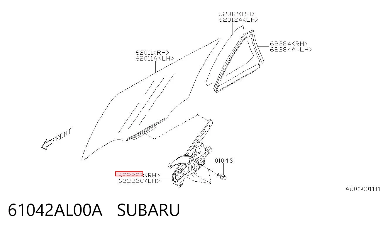 61042AL00A Subaru Склопідйомник задніх правих дверей
