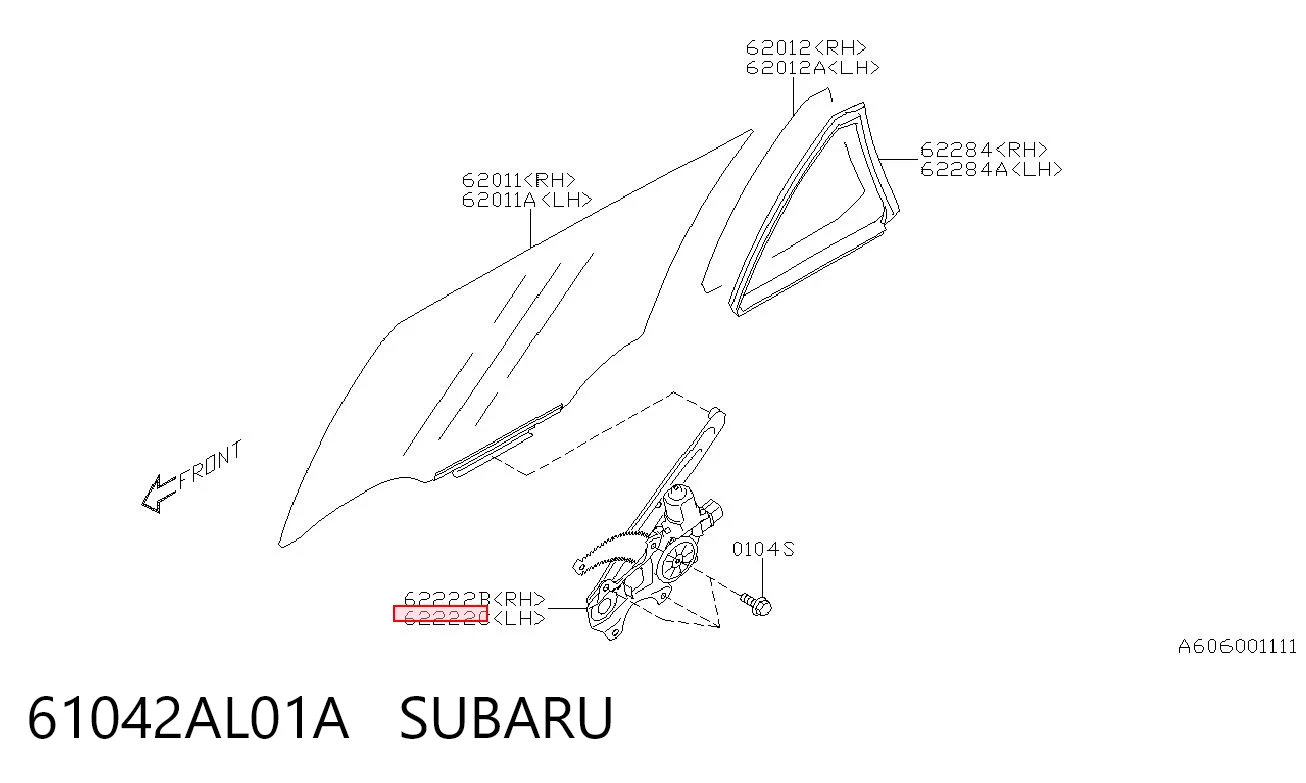 61042AL01A Subaru Механізм склопідйомника двері задньої, лівої