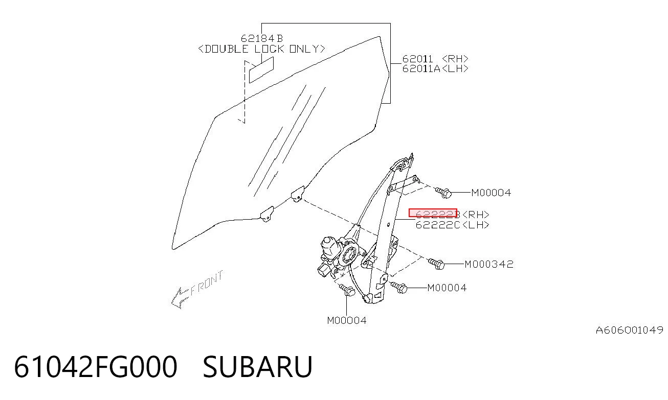 61042FG000 Subaru Склопідйомник задніх правих дверей