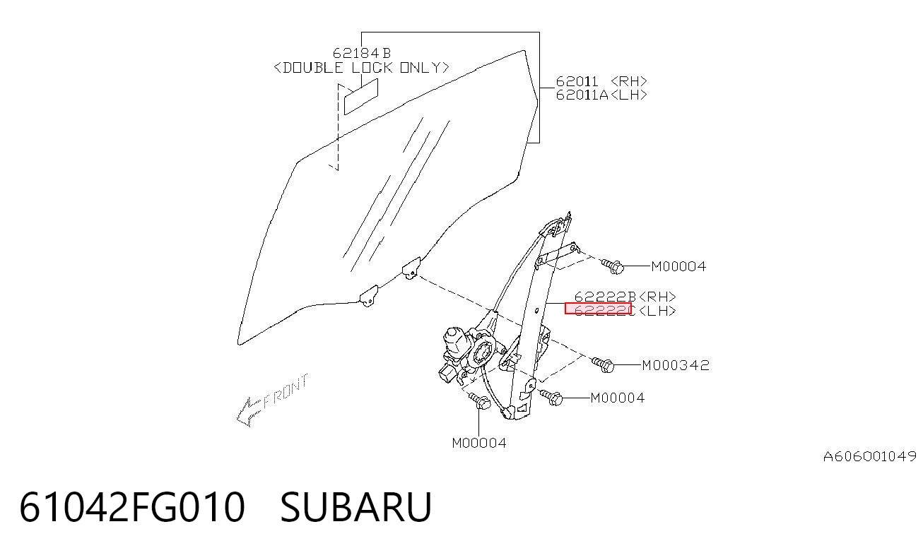 61042FG010 Subaru Механізм стеклопод'емника двері задньої, лівої