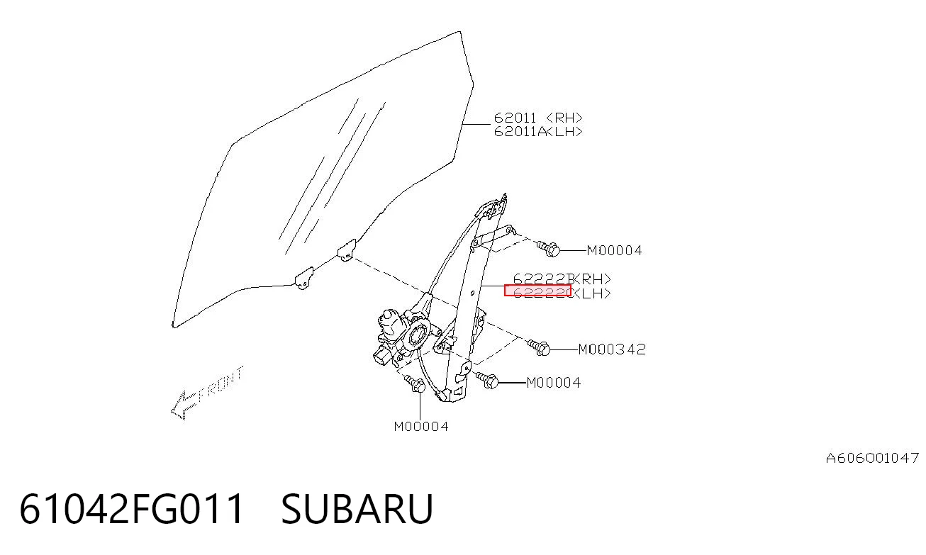 61042FG011 Subaru Склопідйомник задніх лівих дверей