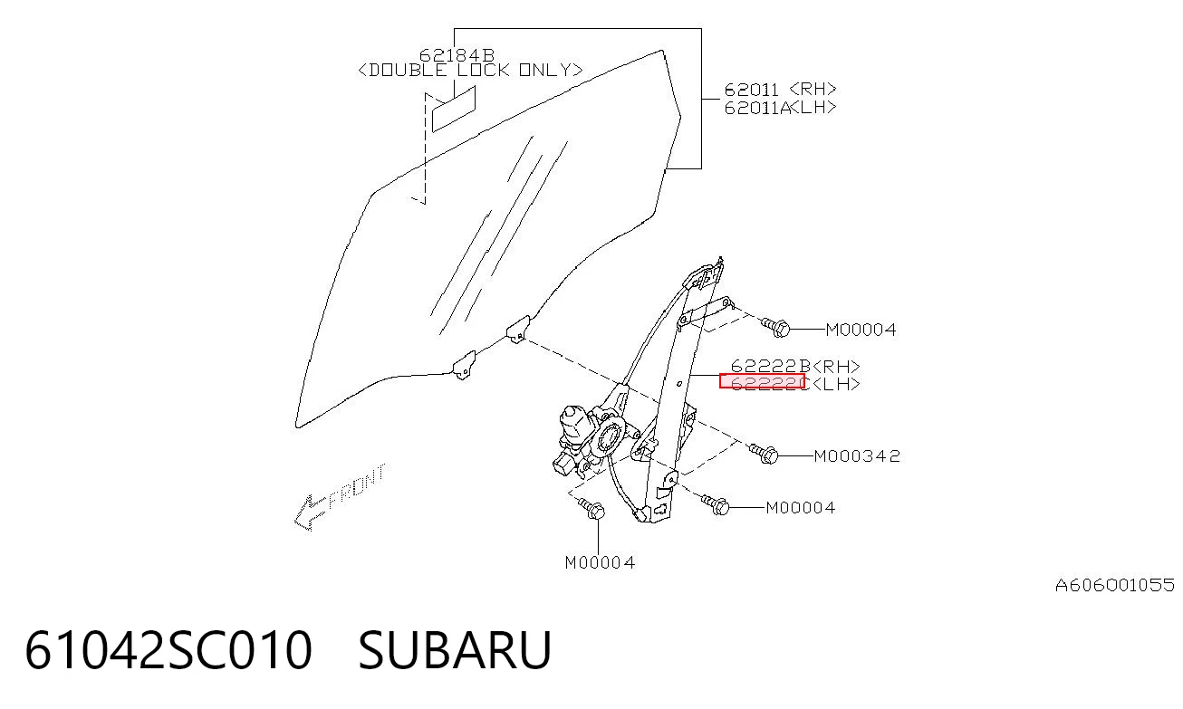 61042SC010 Subaru Механізм стеклопод'емника двері задньої, лівої