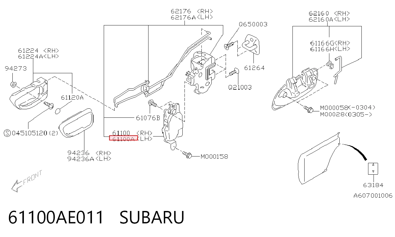 61100AE011 Subaru Актуатор двері, передній, лівий