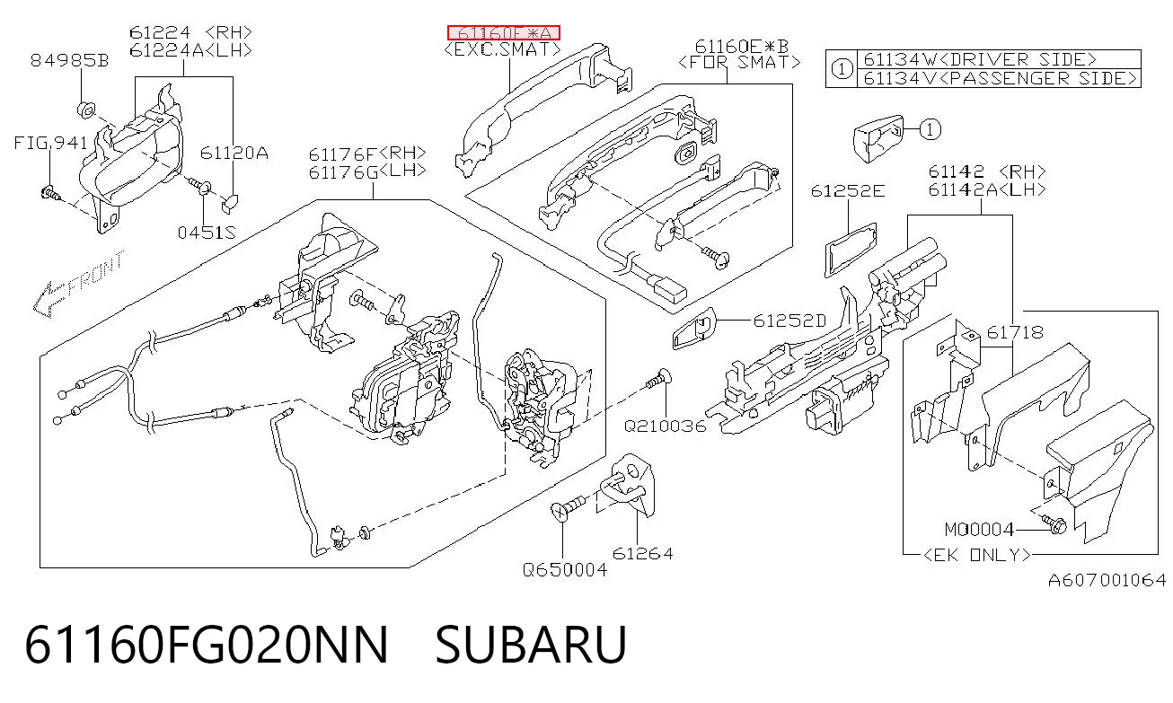 61160FG020NN Subaru Ручка передніх дверей, зовнішня