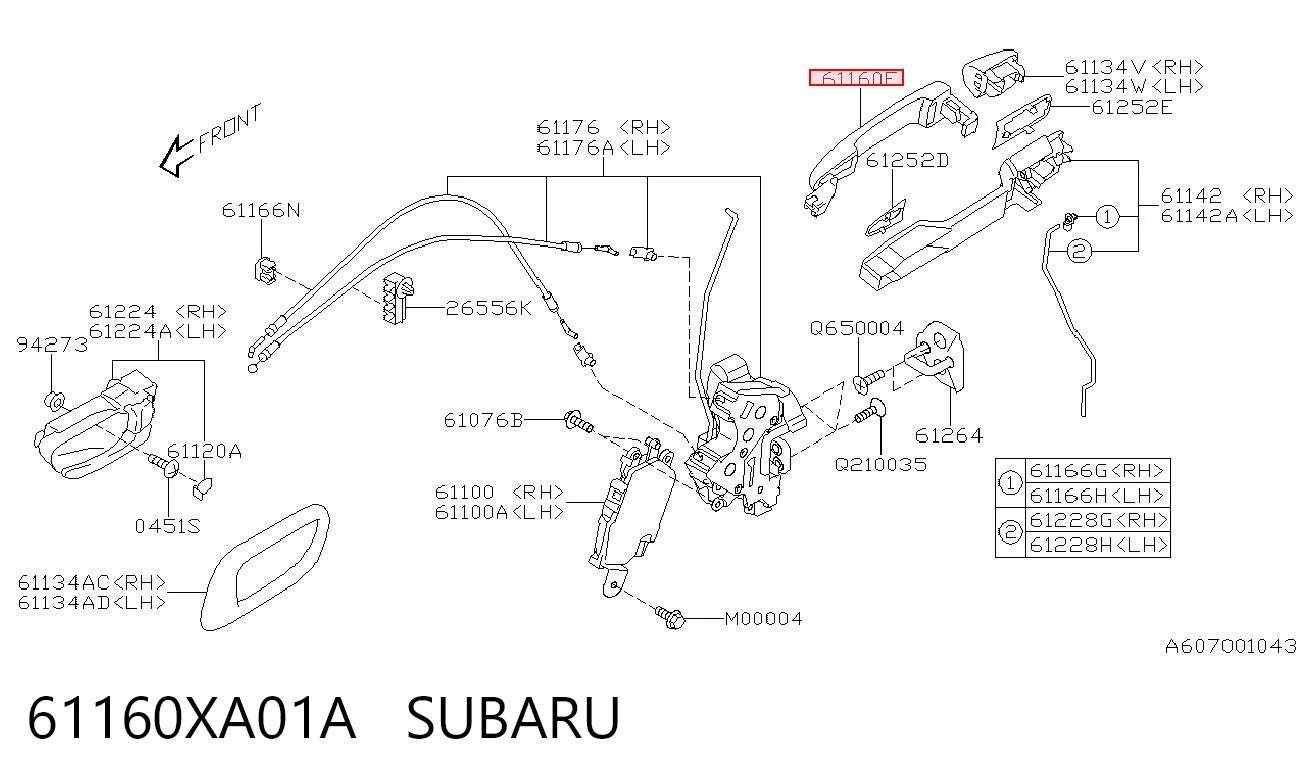 61160XA01A Subaru Ручка передніх дверей, зовнішня