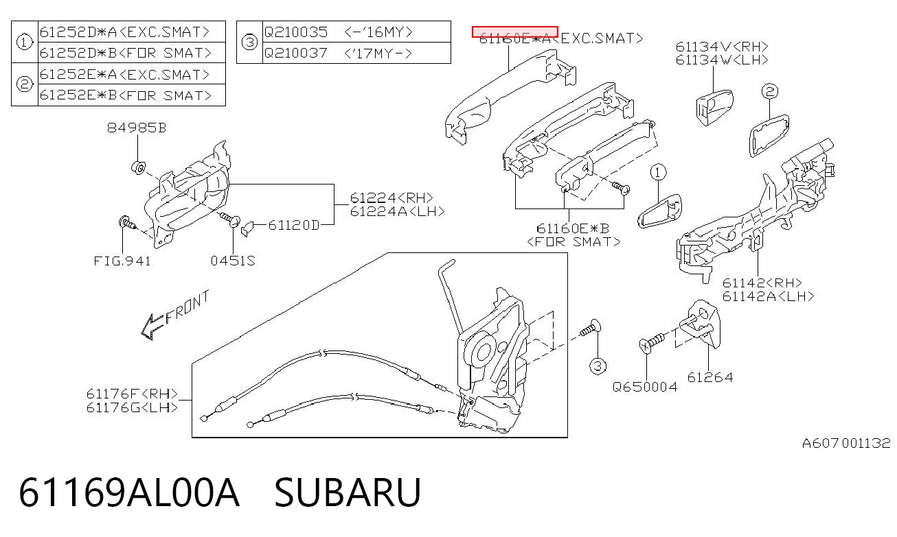 61169AL00A Subaru Ручка передніх дверей, зовнішня