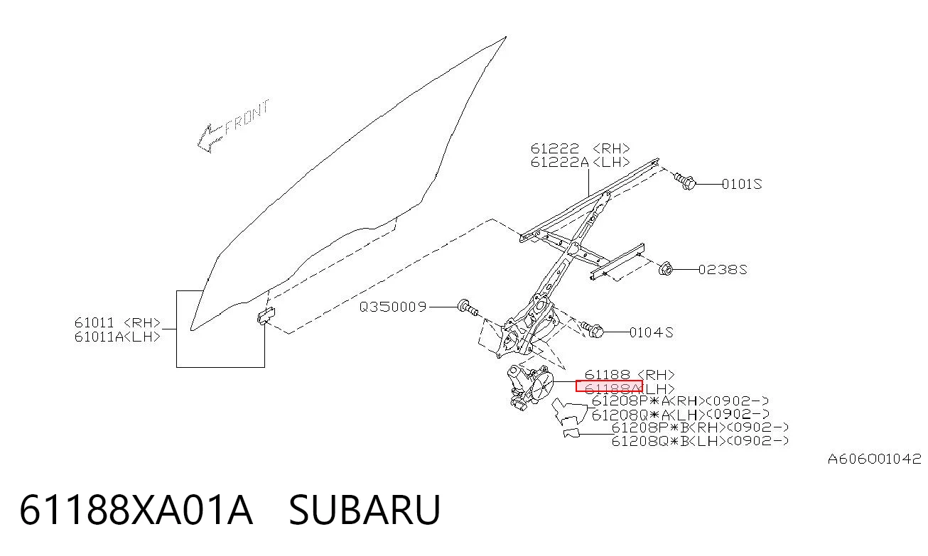 61188XA01A Subaru Мотор склопідйомника водійських дверей