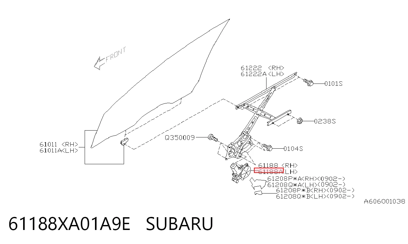 61188XA01A9E Subaru Мотор склопідйомника водійських дверей