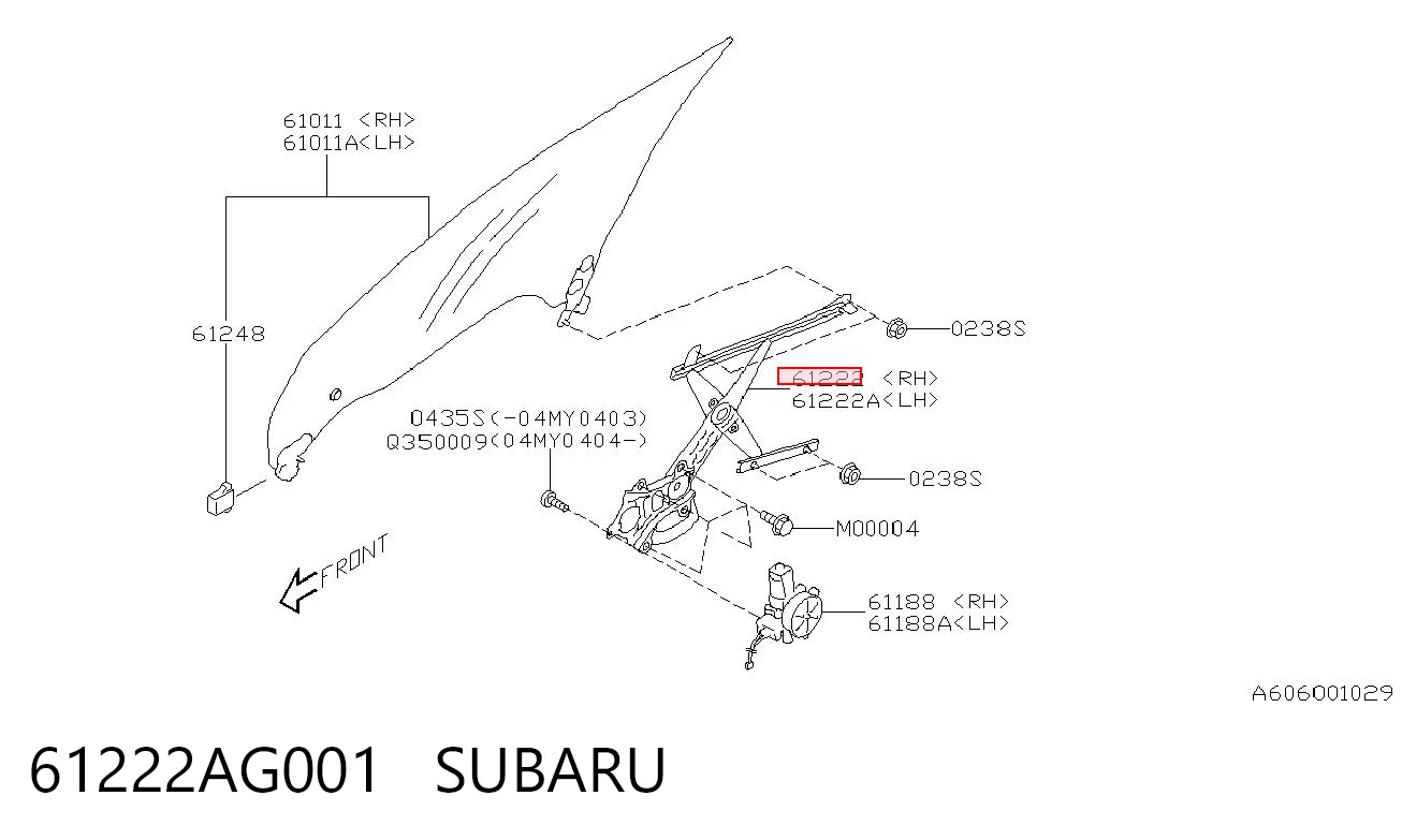 Склопідйомник (механізм переміщення скла) на Subaru Outback III B13, BP