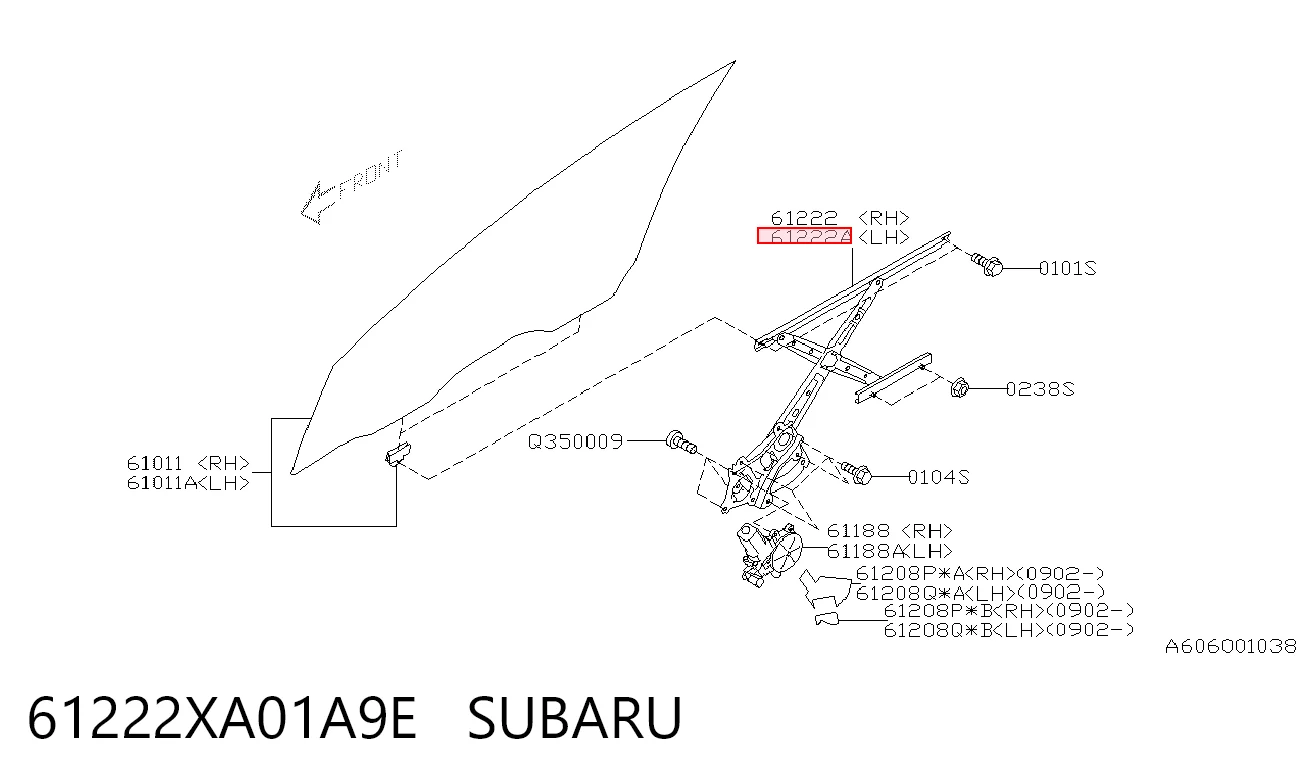 Підйомник механічний вітрового скла на Subaru Tribeca  