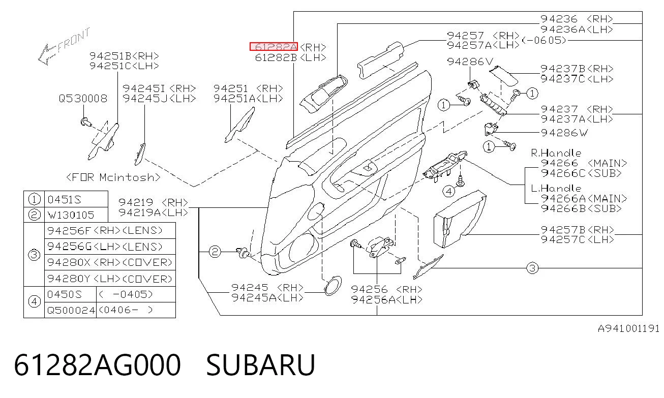 61282AG000 Subaru 
