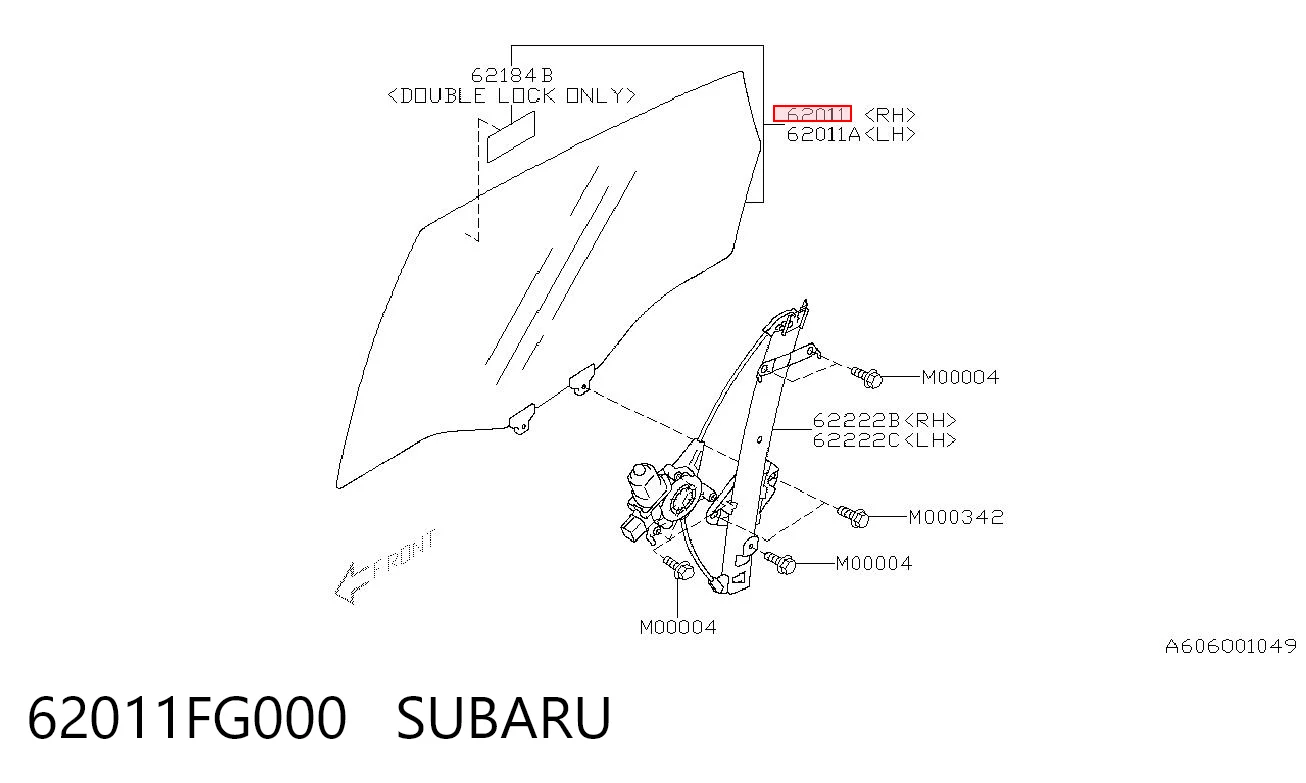62011FG000 Subaru Вікно задніх дверей
