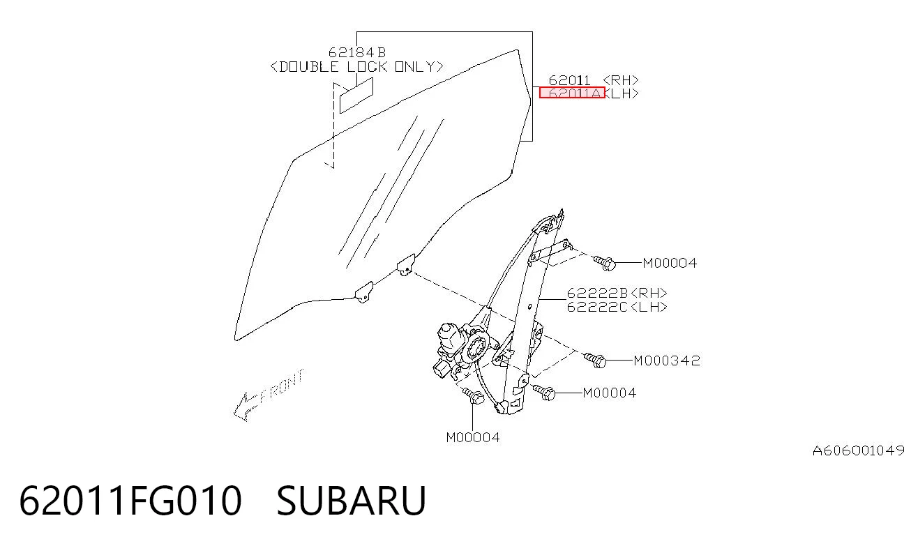 62011FG010 Subaru Скло задніх дверей, лівих