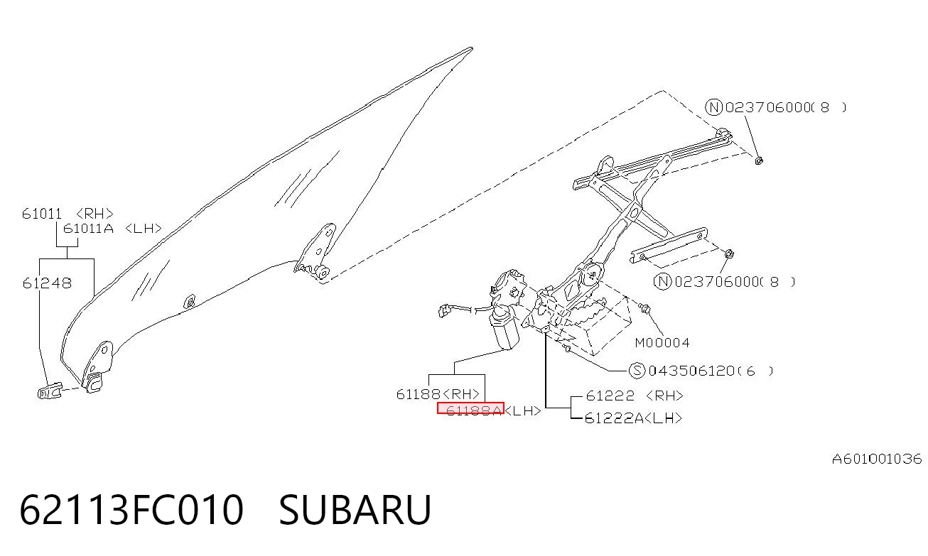 62113FC010 Subaru Мотор склопідйомника водійських дверей