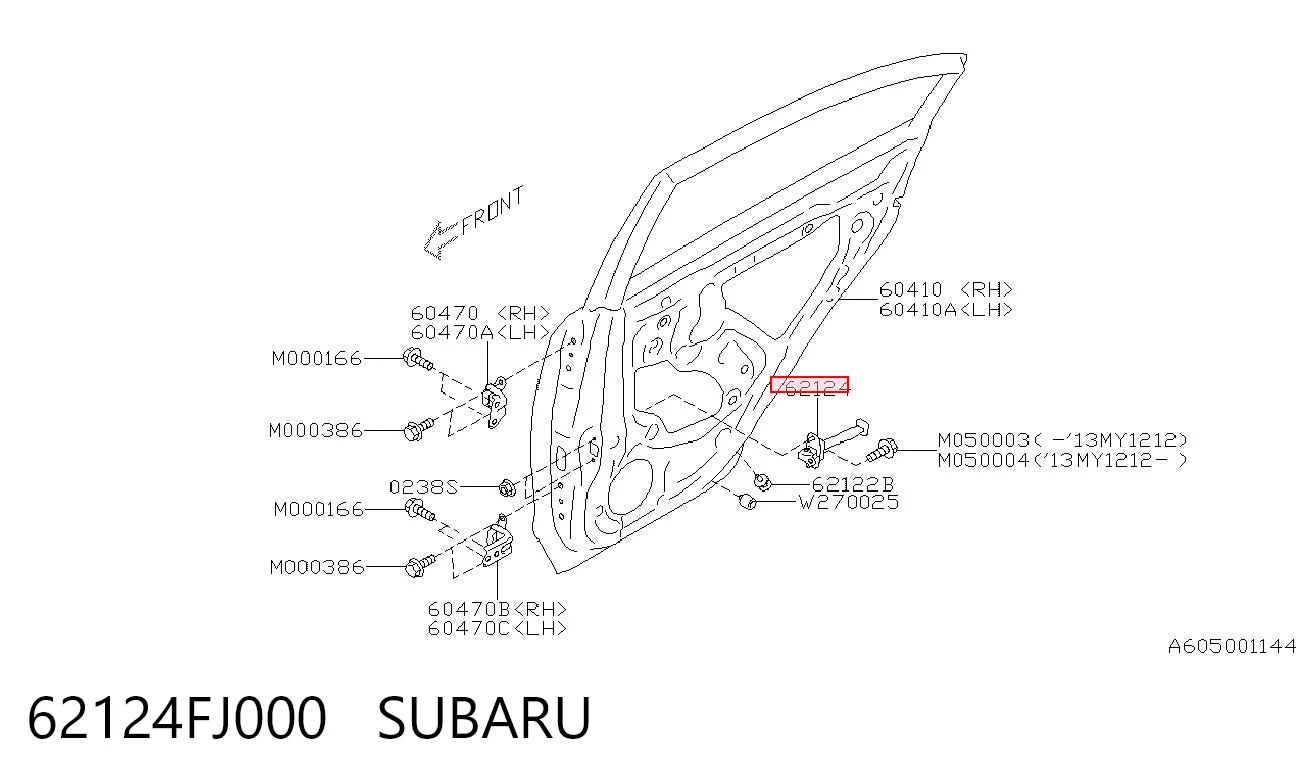 62124FJ000 Subaru Обмежувач відкриття дверей, задній