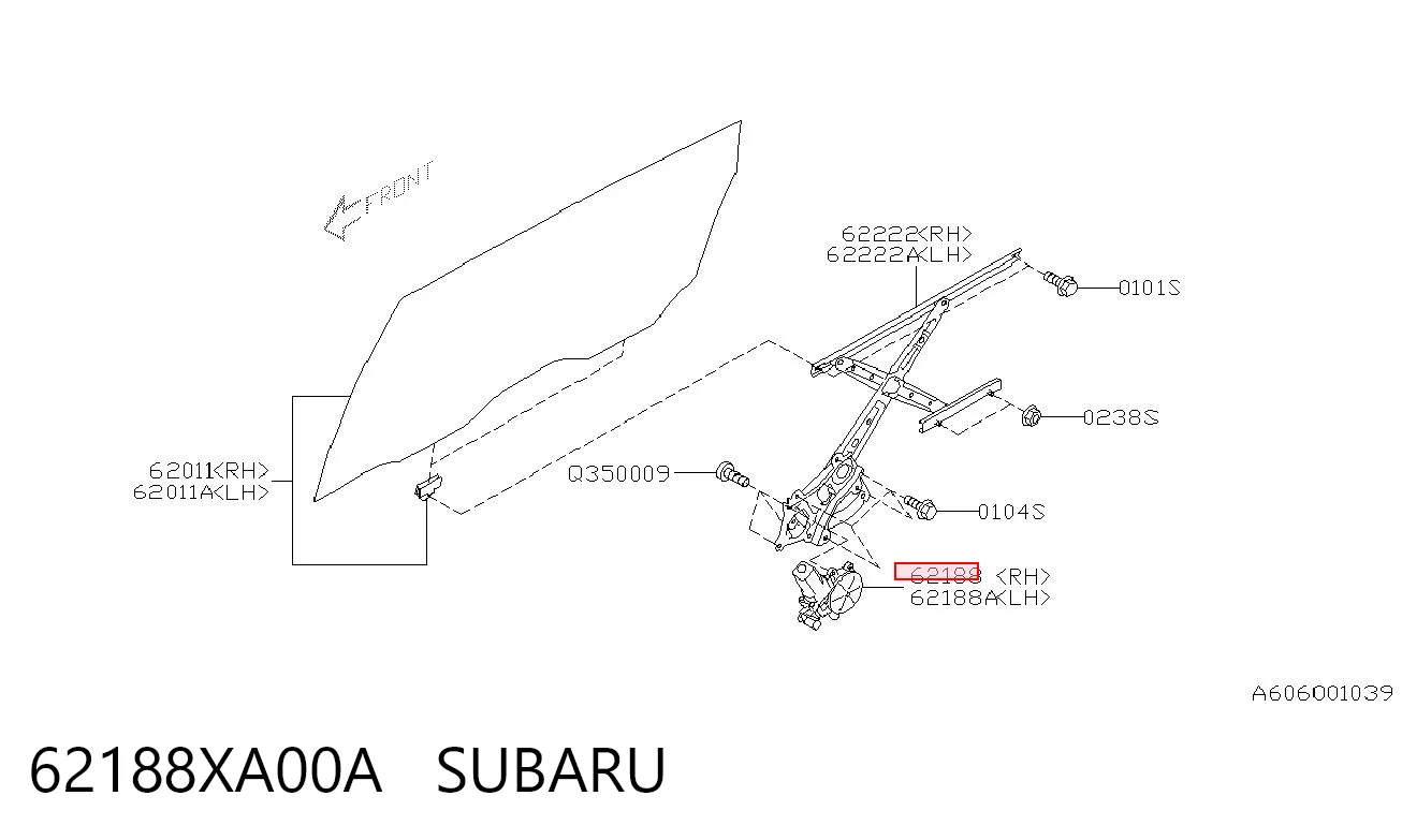 62188XA00A Subaru Моторчик склопідйомника двері задніх, правих