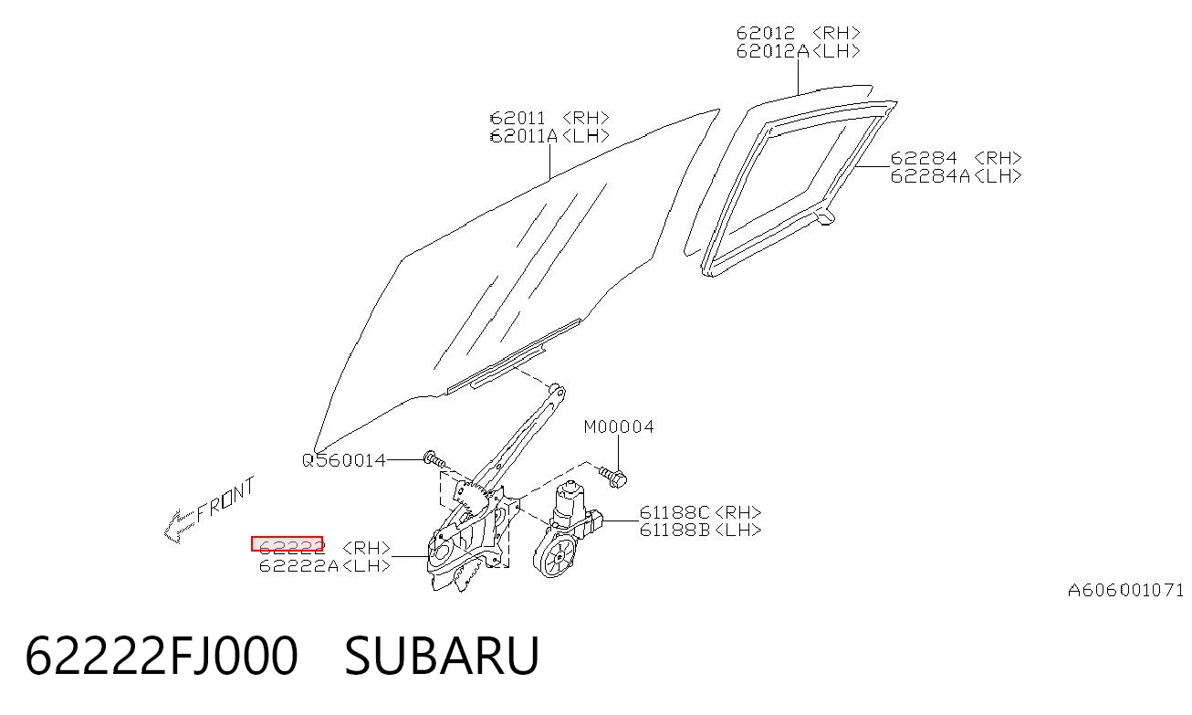 62222FJ000 Subaru Склопідйомник задніх правих дверей
