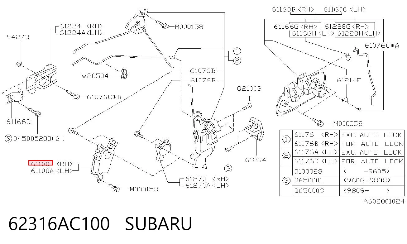 62316AC100 Subaru Актуатор замка дверей, передніх, правих