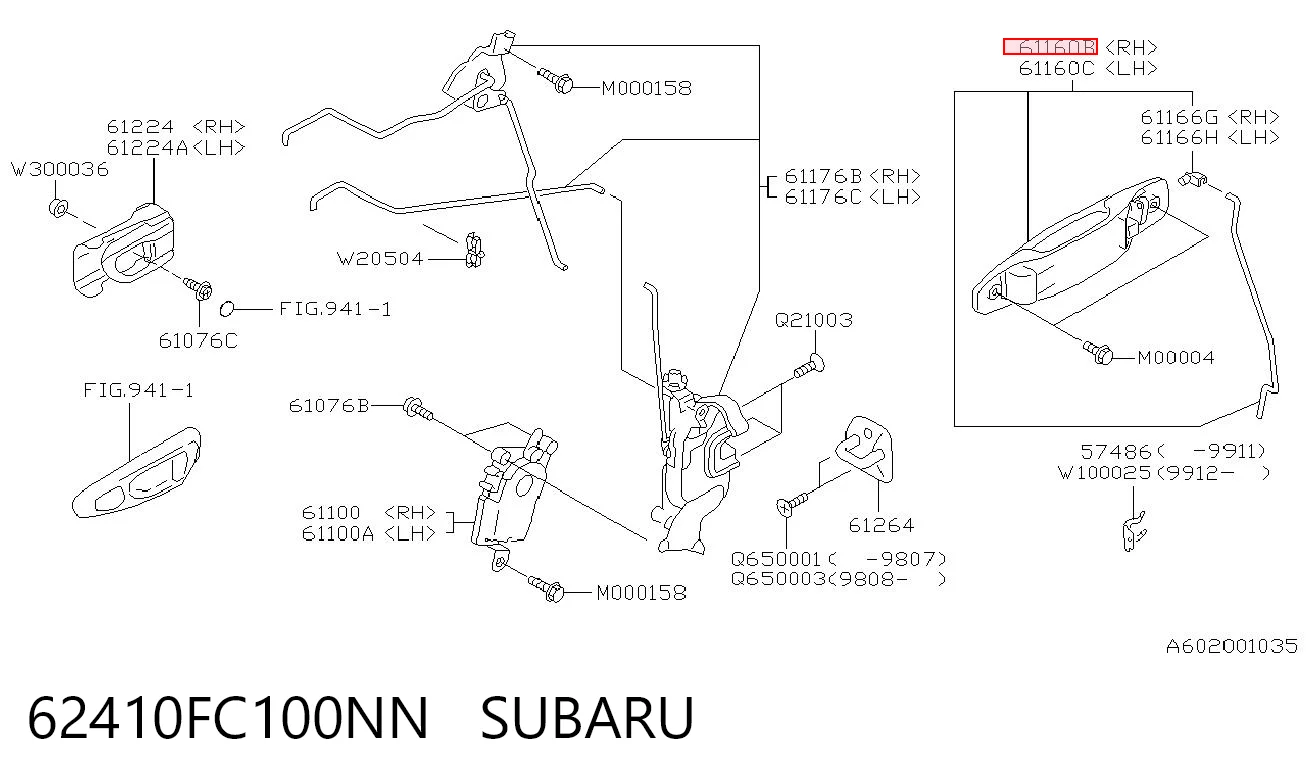 62410FC100NN Subaru Ручка передніх дверей зовнішня, права