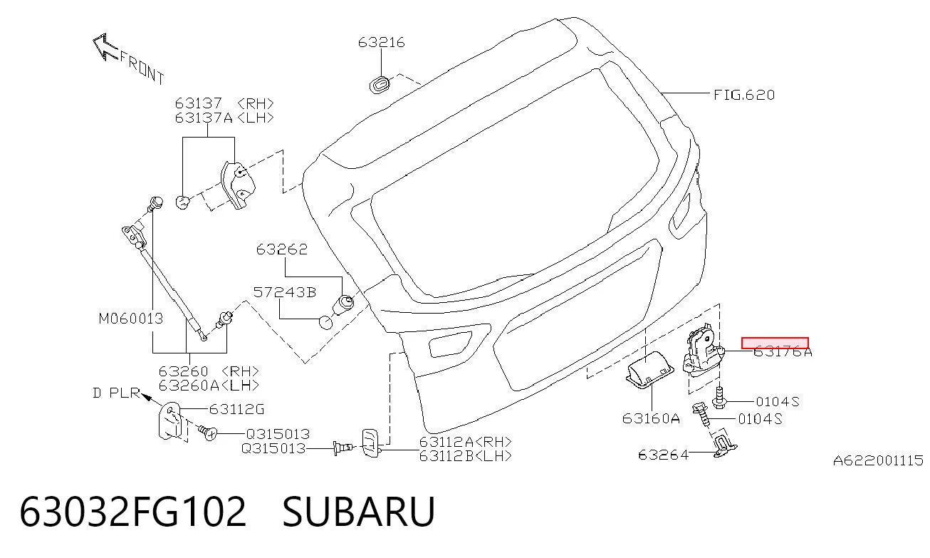 63032FG102 Subaru Замок п'ятих дверей