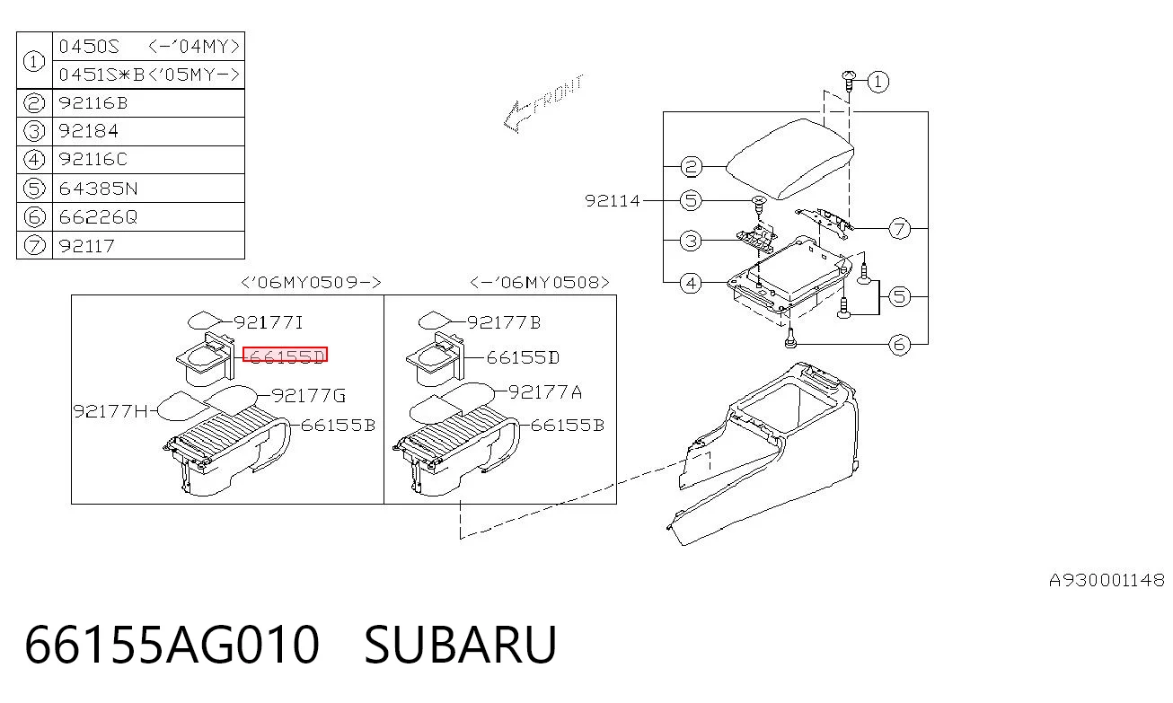 66155AG010 Subaru 