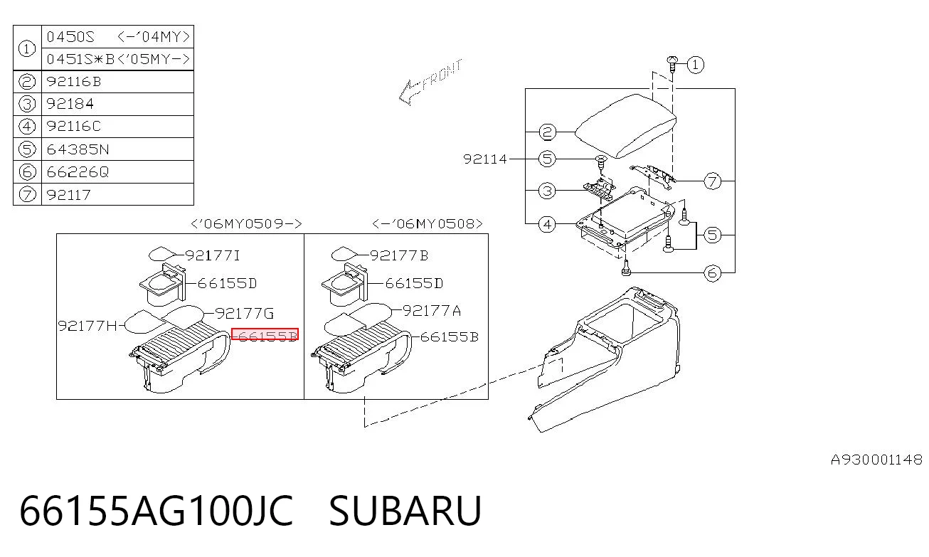66155AG100JC Subaru 