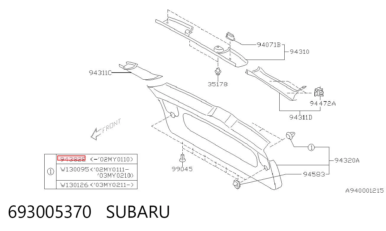 693005370 Subaru Пістон (кліп) кріплення обшивки дверей