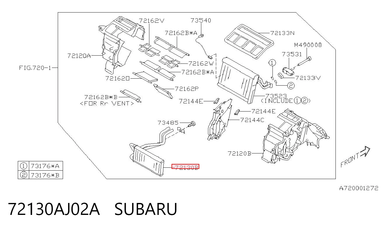 72130AJ02A Subaru Радіатор опалювача салону