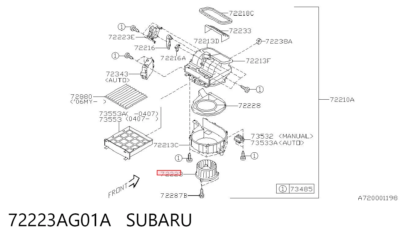 72223AG01A Subaru Електромотор пічки