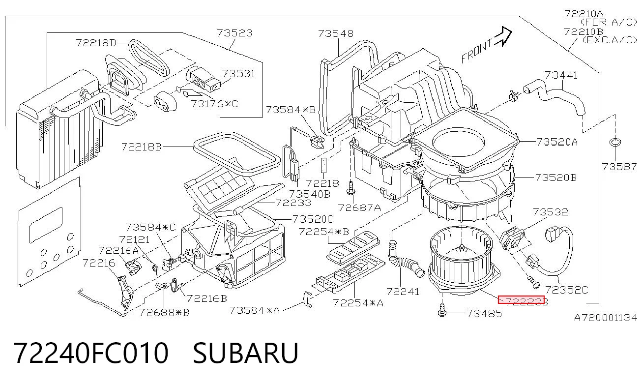 72240FC010 Subaru Електромотор пічки