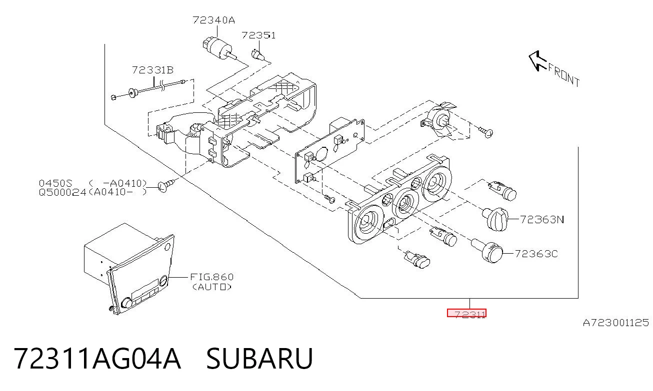 72311AG04A Subaru Механізм управління кондиціонером