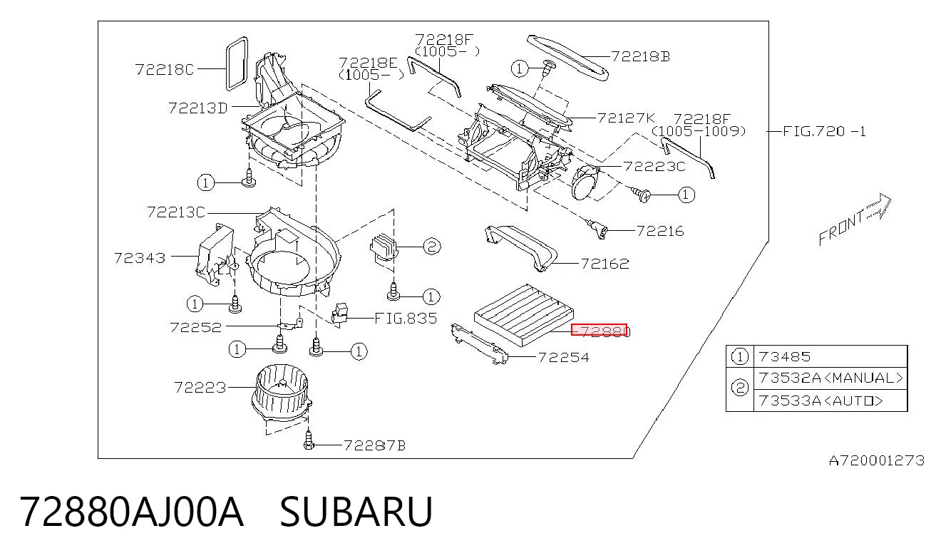 72880AJ00A Subaru Внутрішньосалонний фільтр
