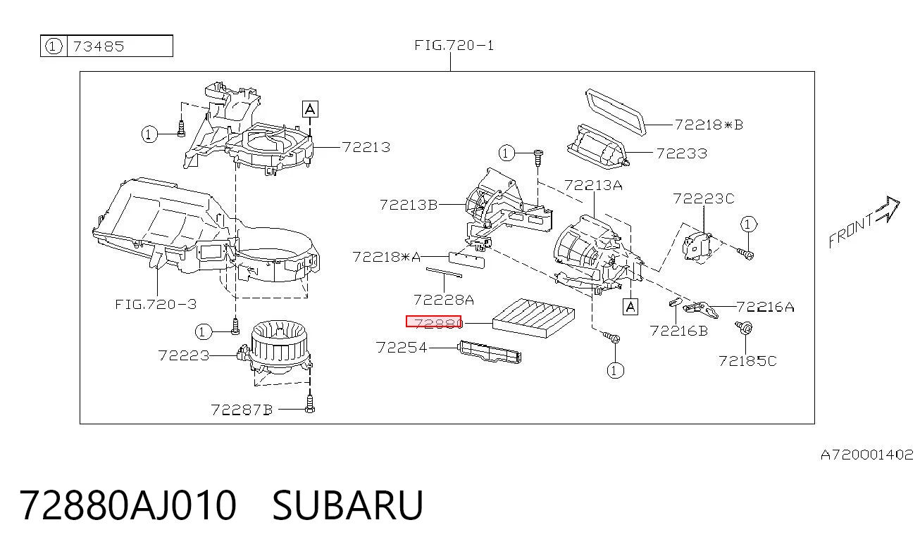 72880AJ010 Subaru Внутрішньосалонний фільтр