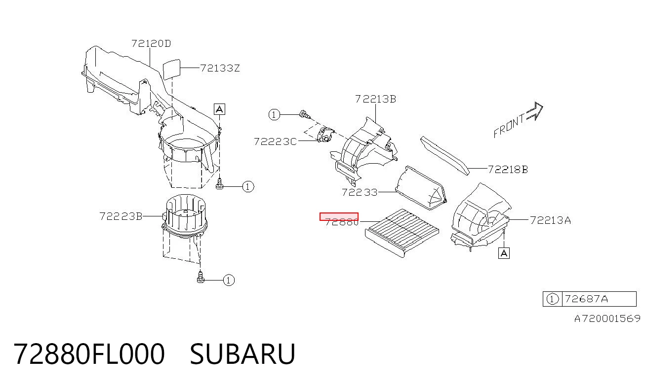 72880FL000 Subaru Внутрішньосалонний фільтр