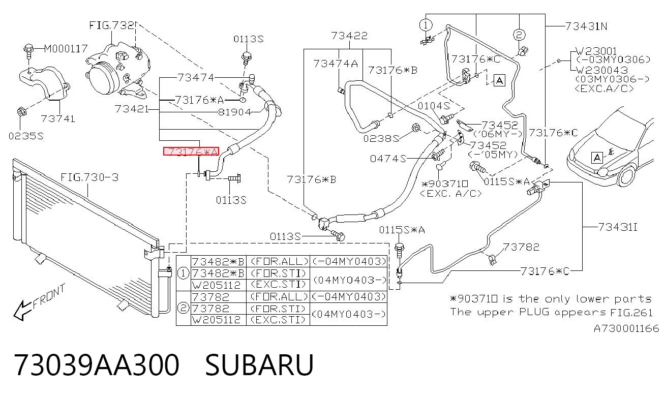 73039AA300 Subaru 