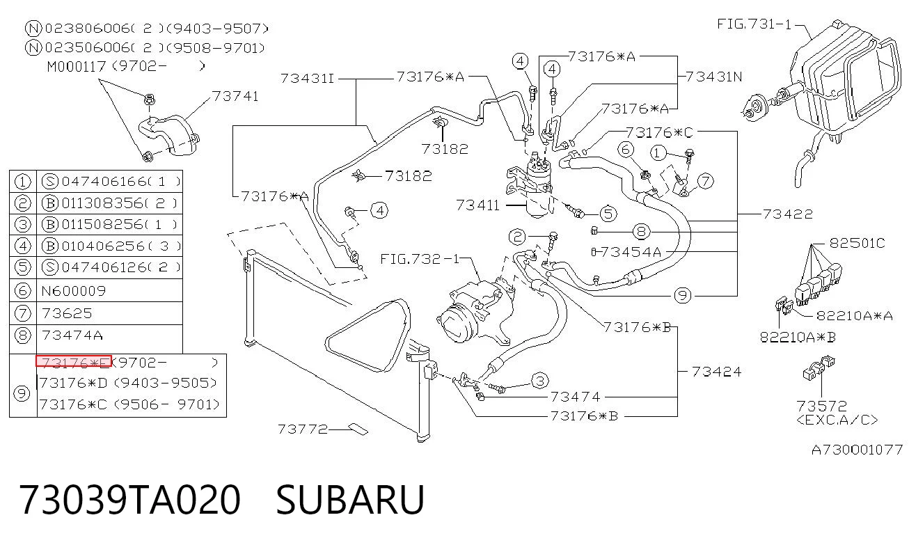 73039TA020 Subaru 