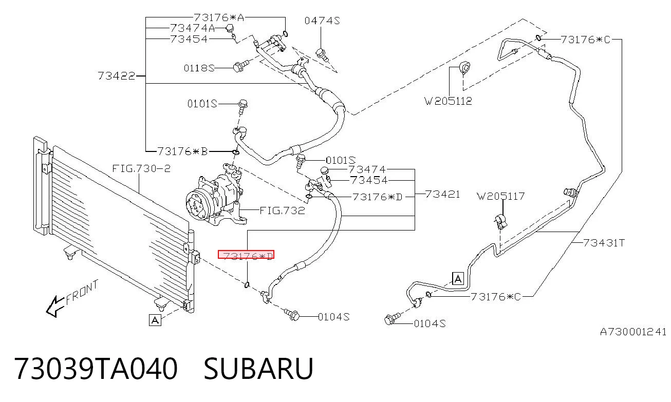 73039TA040 Subaru Кільце ущільнювальне трубки кондиціонера
