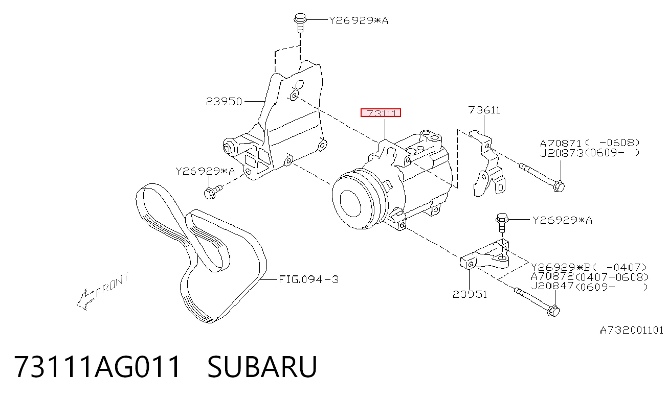 73111AG011 Subaru Компресор холодоагенту