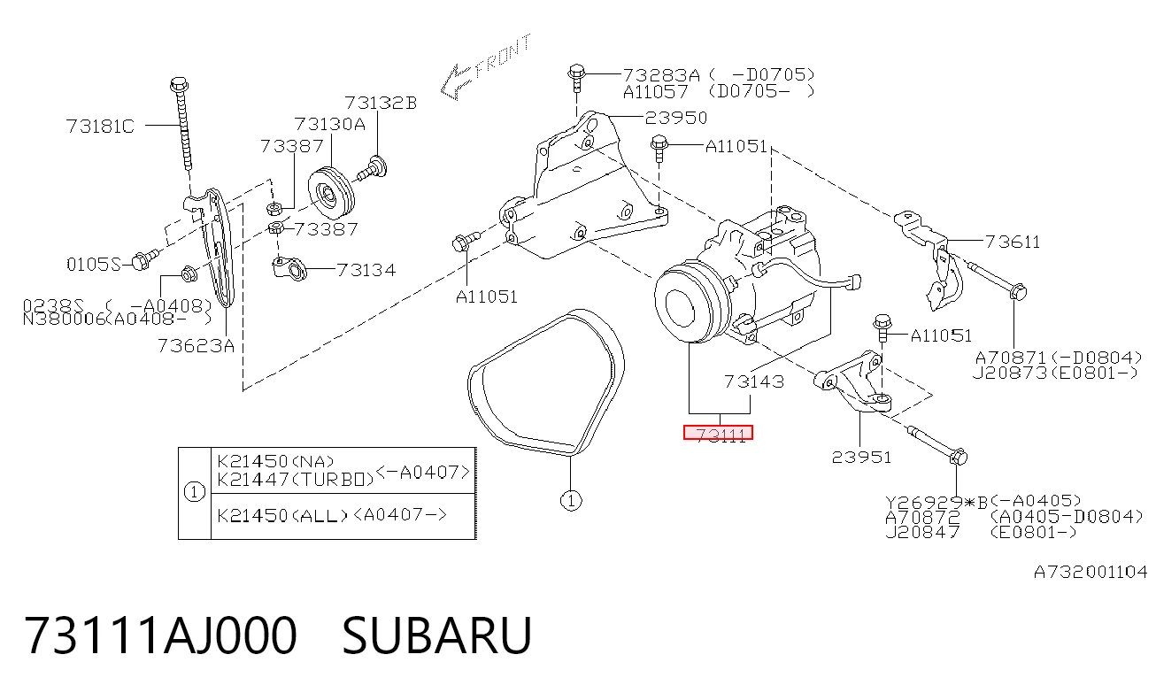 73111AJ000 Subaru Компресор холодоагенту