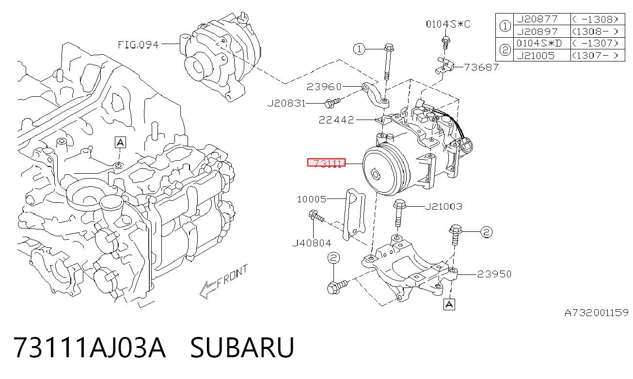 73111AJ03A Subaru Компресор холодоагенту