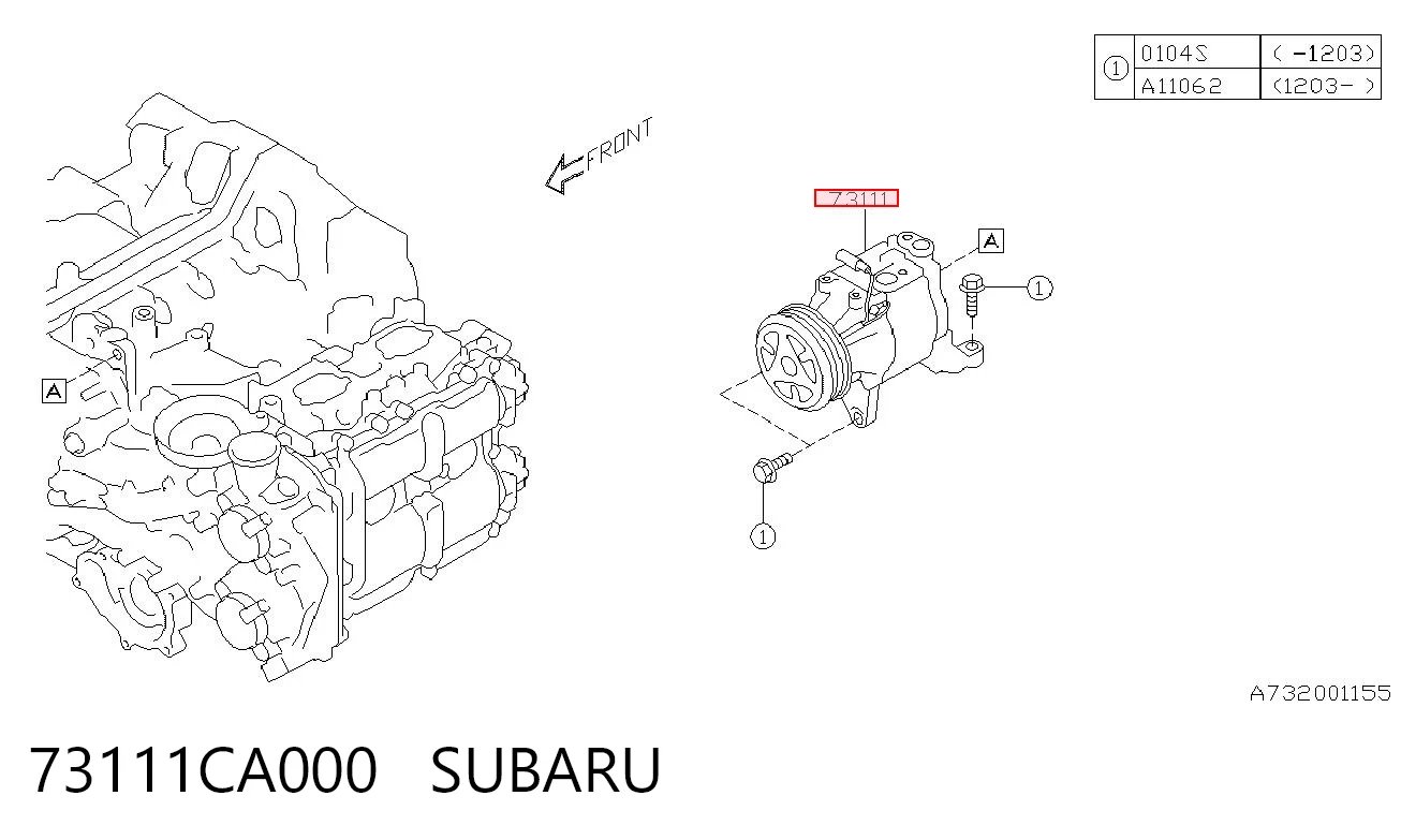 73111CA000 Subaru Компресор холодоагенту