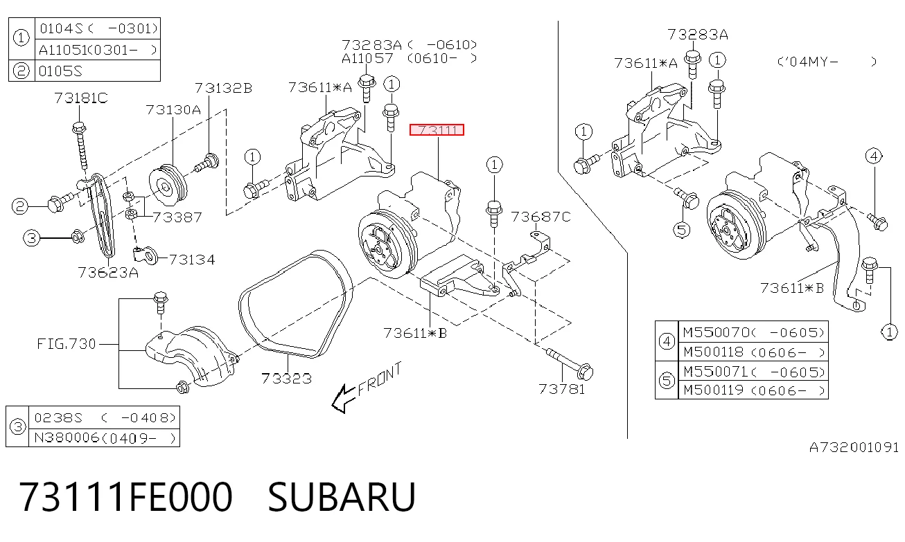 73111FE000 Subaru Компресор холодоагенту