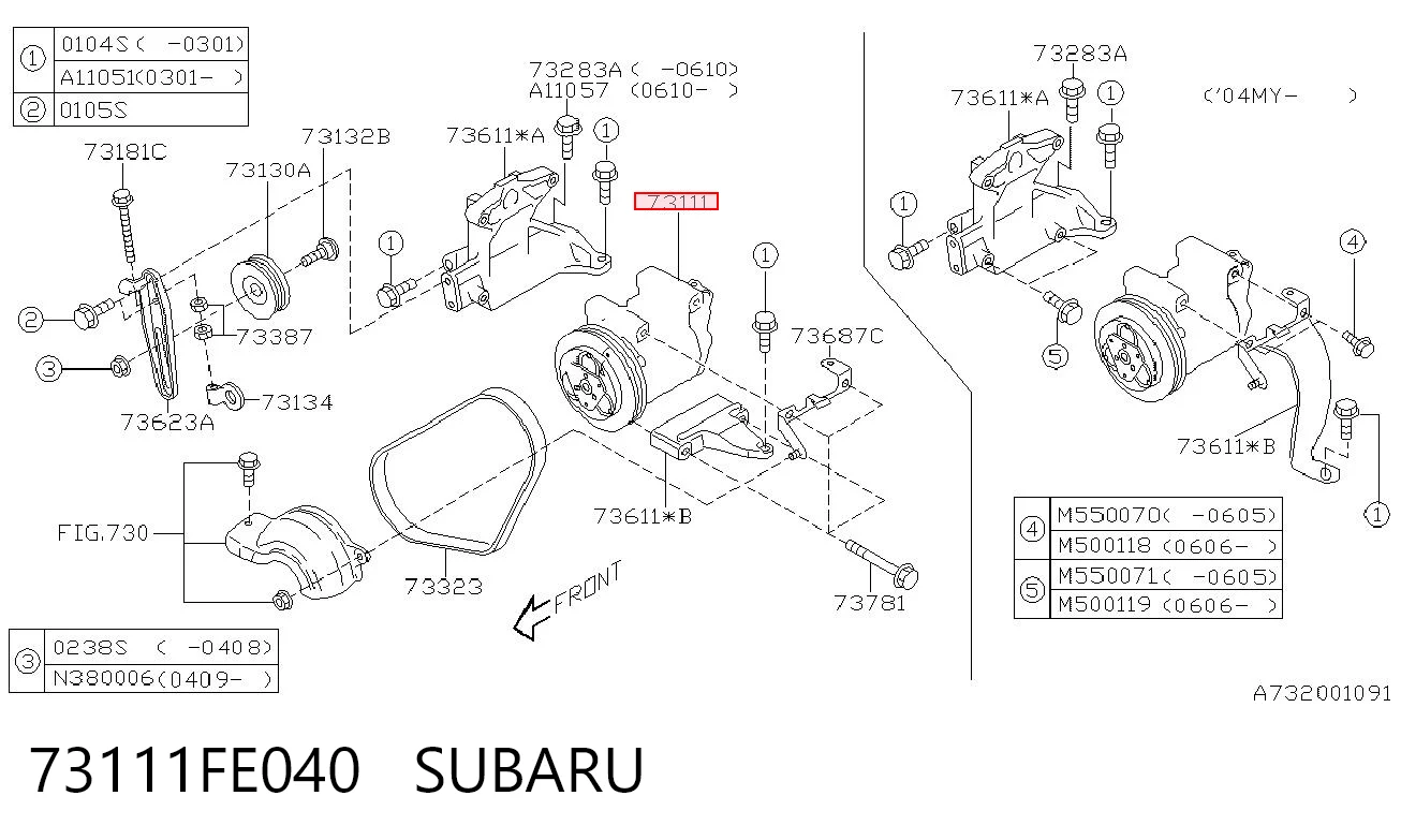 73111FE040 Subaru Компресор холодоагенту