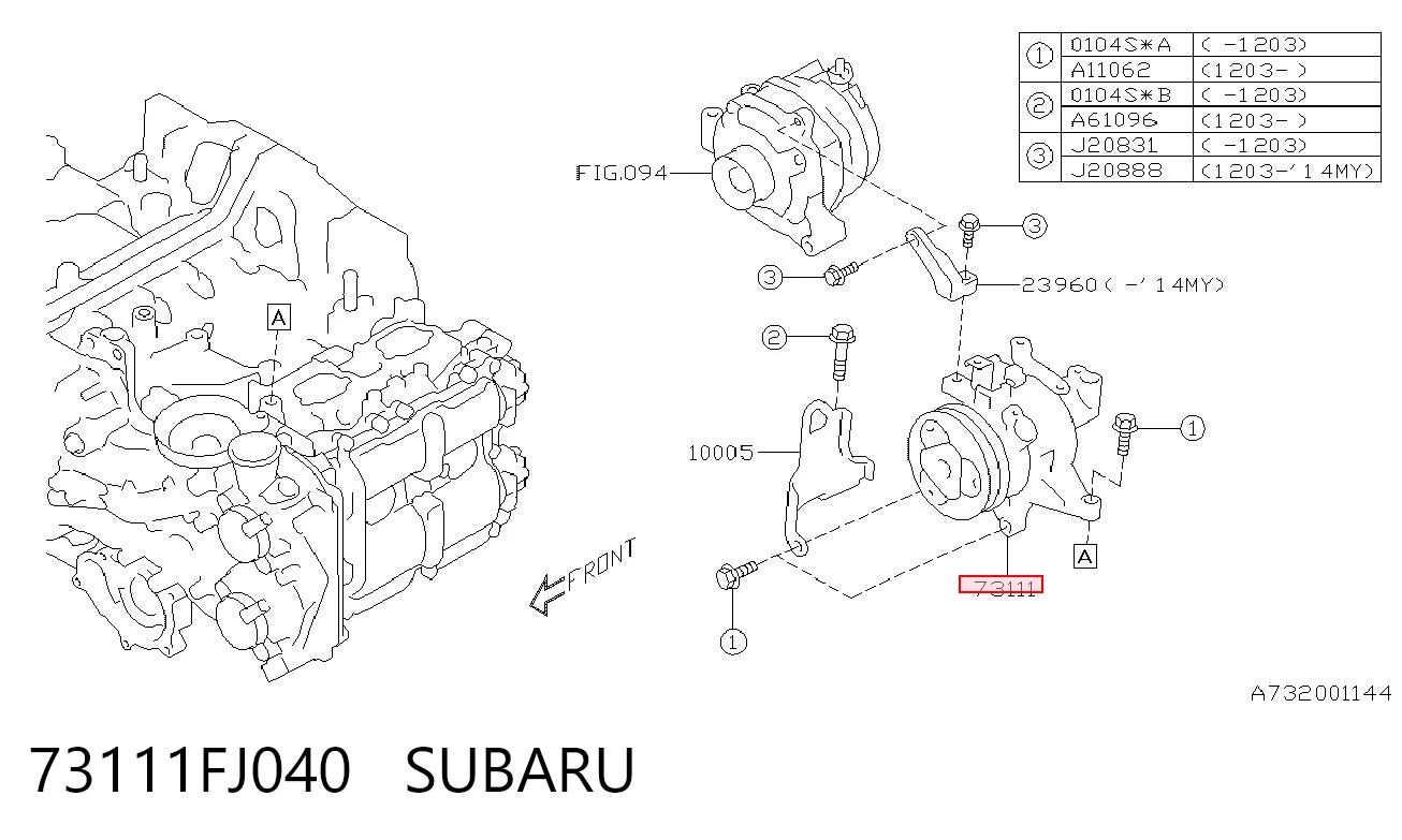73111FJ040 Subaru Компресор холодоагенту