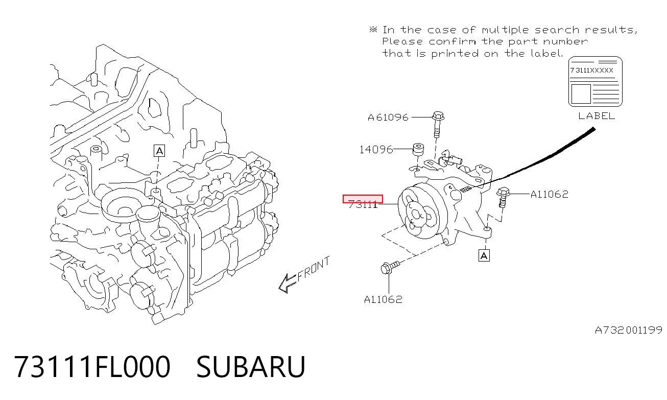 73111FL000 Subaru Компресор холодоагенту