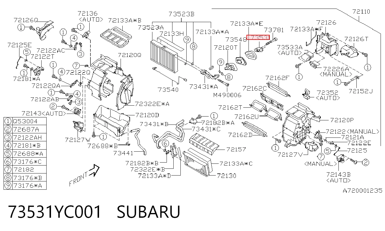 73531YC001 Subaru Клапан розширювальний