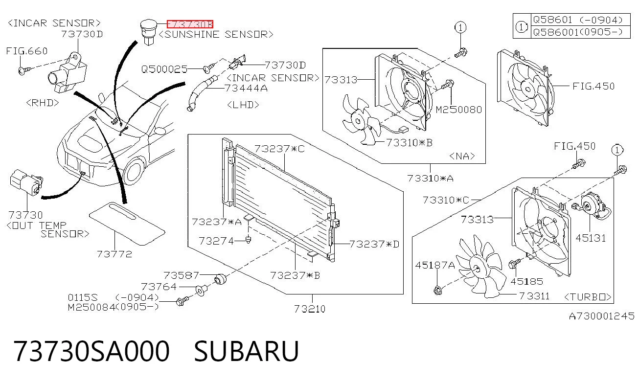 73730SA000 Subaru Датчик освітлення